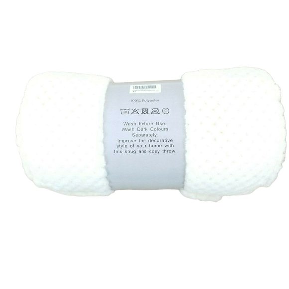 Cai Teng Waffle Throw Blanket Living Fleece 50 x 60 Inches White NEW - Picture 2 of 5